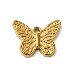 Настоящее золото 18K Ионное покрытие (ip) 304 брелоки из нержавеющей стали, бабочки прелести, реальный 18 k позолоченный, 12x6x2 мм, отверстие : 1.2 мм