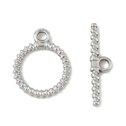 Нержавеющая Сталь Цвет 304 из нержавеющей стали застежками тумблеры, текстурированное кольцо, цвет нержавеющей стали, 20x16x2 мм, отверстие : 2.5 мм