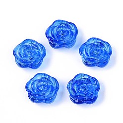 Озёрно--синий Прозрачные стеклянные бусины для выпечки, цветок, Плут синий, 17.5~18x18~18.5x7.5~8.5 мм, отверстие : 1.2~1.5 мм