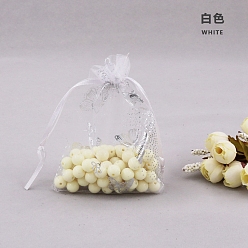 Белый Сумки из органзы с серебряным тиснением и бабочкой, подарочные пакеты для свадебной вечеринки, прямоугольные, белые, 18x13 см