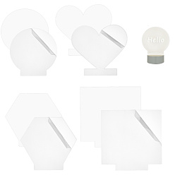 Clear 8Pcs 4 Style Acrylic Sheet, Casting Light Board, Hexagon & Heart & Flat Round & Rectangle, Clear, 12.4~17.8x11.9~15x0.2cm, 2pcs/style