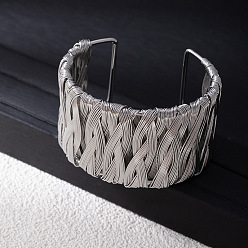 Платина Плетеные железные браслеты-манжеты, широкие браслеты для женщин, платина, внутренний диаметр: 2.56 дюйм (6.5 см), шириной 43 мм 