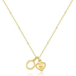 Letter O Женские латунные подвески в виде инициалов и сердца, реальный 14 k позолоченный, Письмо O, 15.75 дюйм (40 см)
