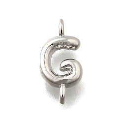 Letter G Подвески из латуни, без свинца и без кадмия, долговечный, стойки покрытие, платина, Буква G, 12.5x6x2.5 мм, отверстие : 1.2 мм