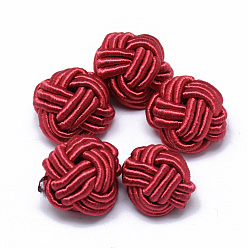 Red Polyester & Cotton Woven Beads, Half Drilled, Half Round, Red, 14~17x16~22x17~23mm, Half Hole: 8~16mm