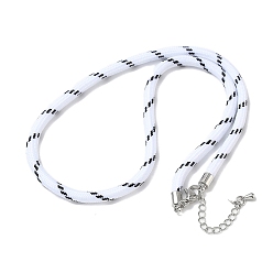 White Ployester Core-Wrapped Round Cord Necklace Making, with Brass Finding, Platinum, White, 17.72x0.18 inch(45x0.45cm)