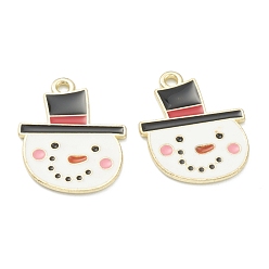 Light Gold Подвески из эмали и сплава, снеговик, белые, золотой свет, 21x16x1 мм, отверстие : 1 мм