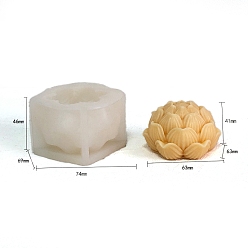White DIY Food Grade Silicone Candle Molds, For Candle Making, Flower, White, 7.4x6.9x4.6cm