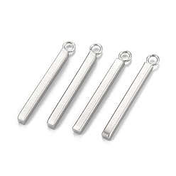 Нержавеющая Сталь Цвет Устойчивые к потускнению 304 подвески из нержавеющей стали, кубоид, цвет нержавеющей стали, 23x3x2 мм, отверстие : 1.8 мм