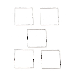 Посеребрённый Латунные бусины в оправе, без кадмия и без свинца, квадратный, 925 серебро покрытием, 20x20x1 мм