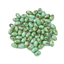 Средний Морско-зеленый 60 шт. 10 г запекаемая краска пикассо стеклянные бусины, овальные, средний морской зеленый, 6~6.5x4~4.5 мм, отверстие : 1 мм