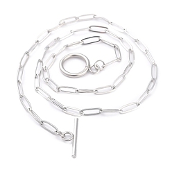 Нержавеющая Сталь Цвет Не тускнеет 304 ожерелья из нержавеющей стали в виде цепочек-скрепок, с Переключить застежками, цвет нержавеющей стали, 17.67 дюйм (44.9 см)