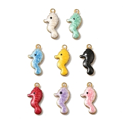 Sea Horse 304 из нержавеющей стали шармы эмали, золотые, разноцветные, морской конек, 14x7x2 мм, отверстие : 1.2 мм