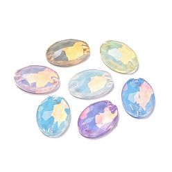 (52) Непрозрачная лаванда Овальная форма с эффектом мокко пришивка стразами, k 5 стеклянный страз, 2-отверстие ссылка, плоская спинка с покрытием, швейные украшения, разноцветные, 24x17x6 мм, отверстие : 1.4 мм