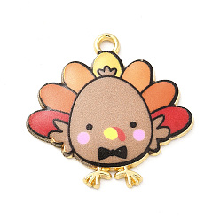 Светло-коричневый Милые подвески из сплава с принтом, золотой свет, без кадмия, без никеля и без свинца, очарование индейки, загар, 26x26x2 мм, отверстие : 2 мм