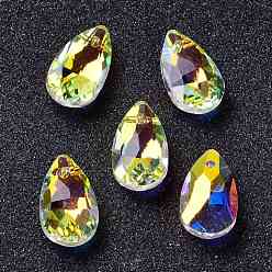 Разноцветный Кулоны из граненого стекла, красочный, 16x9x5 мм, отверстие : 1 мм