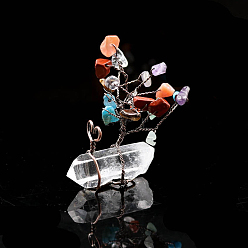 Смешанные камни Елочные украшения из натуральных смешанных драгоценных камней, с кристаллической основой из кварца, украшения для домашнего экрана, энергетический камень рейки для исцеления, 50x18x45 мм