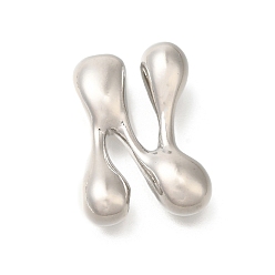 Letter N Стойки обшивки латунные бусины, письмо-шар, для изготовления именных ожерелий, долговечный, без свинца и без кадмия, платина, Письмо N, 24x17.5x7 мм, отверстие : 2 мм