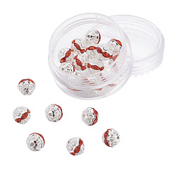 Гиацинт Латунные бусины со стразами , класс А, серебрянный металл, круглые, гиацинт, 8 мм, отверстия: 1 мм, 20 шт / коробка