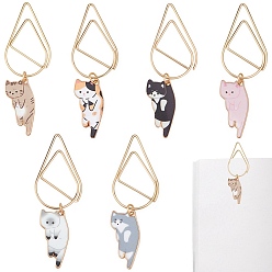 (52) Непрозрачная лаванда 6шт. скрепки из углеродистой стали, с подвесками в виде котов из сплава эмали, разноцветные, 58 мм