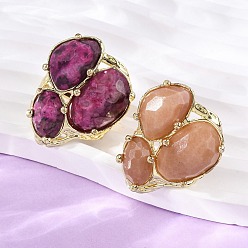 Кварц Манжеты из натурального кварца, латунные регулируемые кольца для женщин, золотые, 32~33 мм, внутренний диаметр: 20 мм