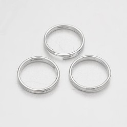 Серебро Латунные разрезные кольца, кольца с двойной петлей, серебряные, 10x1.5 мм, около 9 мм внутренним диаметром, Около 2600 шт / 500 г