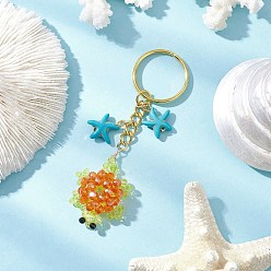 Темно-Оранжевый Стеклянные и синтетические бирюзовые брелки в виде черепахи, темно-оранжевый, 88.5 мм