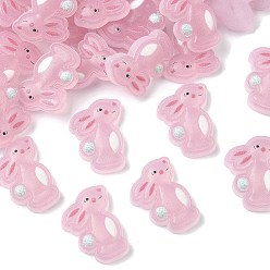 Кролик Пластиковые эмалевые кабошоны, розовые, кролик, 24x17~17.5x4.5 мм