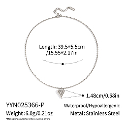 Нержавеющая Сталь Цвет Минималистичные 304 ожерелья из нержавеющей стали с подвеской в виде сердца из рисовой цепи для женщин, цвет нержавеющей стали, 15.55 дюйм (39.5 см)