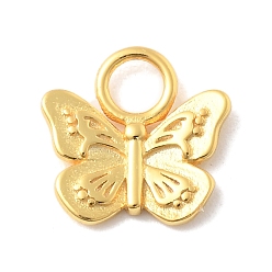 Бабочка 925 серебряные шармы, золотые, с печатью 925, бабочка, 9x9.5x1.5 мм, отверстие : 2.5 мм