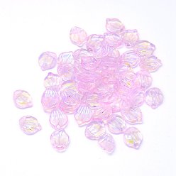 Pink Прозрачные стеклянные амулеты, лепесток в форме раковины, два тона, розовые, 15x12x4 мм, отверстие : 1 мм