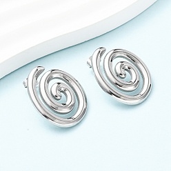 Другие 304 из нержавеющей стали серьги, без кадмия, без никеля и без свинца, цвет нержавеющей стали, спиральный вихрь, 28x22.5 мм