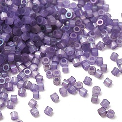 Lilac Glass Seed Beads, Imitation Cat Eye Beads, Column, Lilac, 1.6x1mm, Hole: 0.8mm, about 900pcs/bag