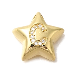 Letter C Стойка металлическая латунная микропрофилированная кубическая циркония подвески, долговечный, без кадмия и без свинца, буквы, реальный 18 k позолоченный, буква С, 15.5x16.5x5.5 мм, отверстие : 3 мм