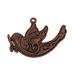 Красная Медь Сплавочные подвески тибетского стиля, голубь мира, без кадмия, без никеля и без свинца, Красная медь, 21x28x3 мм, отверстие : 1.5 мм