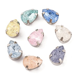 Платина Шить на горный хрусталь, многожильные звенья из стекла, хрусталя и стразов, с настройками латуни, аксессуары для одежды, граненые, слеза, платина, 10x7x5 мм, отверстие : 0.9 мм