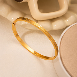 Золотой Узор с римскими цифрами 304 браслеты из нержавеющей стали на шарнирах для пары, золотые, 1/8 дюйм (0.4 см), внутренний диаметр: 2-1/2 дюйм (6.5 см)