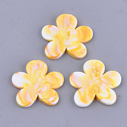 Золотистый Акриловые бусины, Стиль имитация драгоценных камней, два тона, цветок, золотые, 40x42x5.5 мм, Отверстие : 3 мм , около 85 шт / 500 г