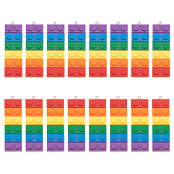 Разноцветный 20шт 2 цвета радуги непрозрачные акриловые подвески, с железной платиной петлей, Подвески из длинного прямоугольника, красочный, 51.5x16x8 мм, отверстие : 2 мм, 10 шт / цвет