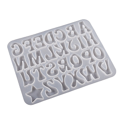Белый DIY силиконовые формы кабошон, формы для литья смолы, для уф-смолы, изготовление изделий из эпоксидной смолы, заглавная буква a~z и звезда, белые, 98x126x5 мм