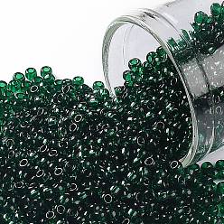 (939) Transparent Green Emerald Тохо 11/0 круглые бусины, японский бисер, (939) прозрачный зеленый изумруд, 2.2 мм, отверстие : 0.8 мм, Около 1110 шт / 10 г