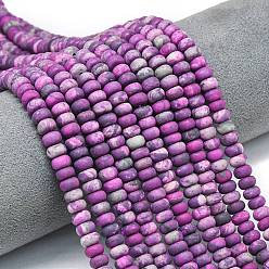 Орхидея Окрашенные нити бусин из натурального камня-карты, матовые, рондель, сиреневые, 6x4 мм, отверстие : 1 мм, около 93~96 шт / нитка, 14.57''~14.76'' (37~37.5 см)
