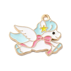 Лазурный Подвески из эмали и сплава, золотой свет, очарование единорога, лазурный, 19x23x1 мм, отверстие : 1.6 мм