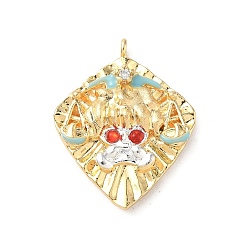 Весы Латунные микропроволочные кубические циркониевые подвески из эмали, cmолой, чары созвездий, реальный 18 k позолоченный, Весы, 28x22x6 мм, отверстие : 1.2 мм