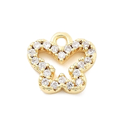 Бабочка Латунные микро проложить кубического циркония прелести, бабочка, 9x9.5x2 мм, отверстие : 1.2 мм