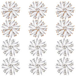 Platinum & Light Gold 12 цвета 2 цвета сплава стразовые пуговицы на ножке, 1-луночное, цветок, платина и светлое золото, 20x8 мм, отверстие : 2.5 мм, 6 шт / цвет