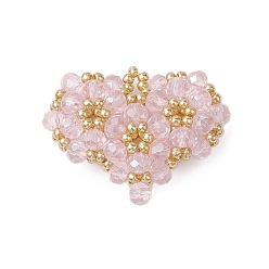 Бледно-Розовый Бисер бисерные подвески, Сердце подвески, розовый жемчуг, 25x33x8.5 мм, отверстие : 4 мм