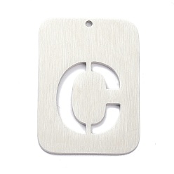 Letter C Anlaufgeschützt 304 Anhänger aus Edelstahl, Rechteck mit Alphabet, hohl, letter.c, 32x22x1 mm, Bohrung: 1.5 mm
