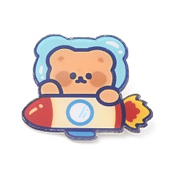 Rocket Акриловые броши в мультяшном стиле, с 201 штифтов из нержавеющей стали, медведь и ракета, 26.5x30.5x6.5 мм