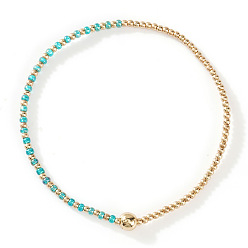 Бирюза Браслеты из стеклянных бусин и бусин CCB, составные браслеты для женщин, бирюзовые, 7-7/8 дюйм (20 см), внутренний диаметр: 6-1/2 дюйм (16.5 см)